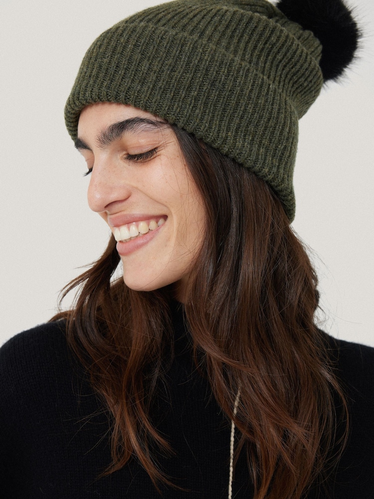 Jigsaw Green Lambswool Pom Hat - Image 1 of 4