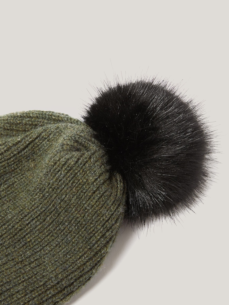 Jigsaw Green Lambswool Pom Hat - Image 2 of 4