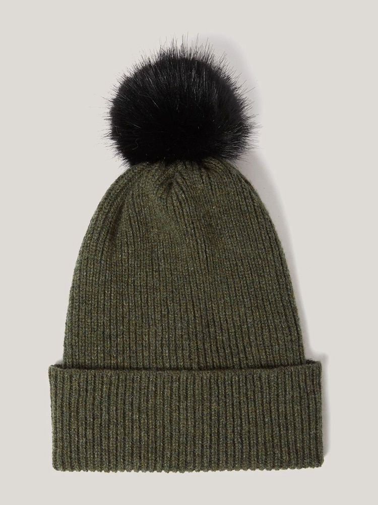Jigsaw Green Lambswool Pom Hat - Image 4 of 4