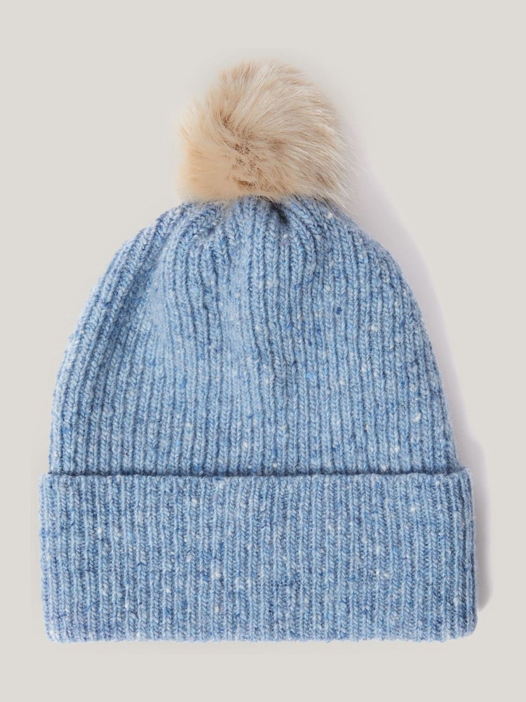 Jigsaw Blue Donegal Lambswool Pom Hat - Image 1 of 5