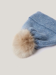 Jigsaw Blue Donegal Lambswool Pom Hat - Image 2 of 5
