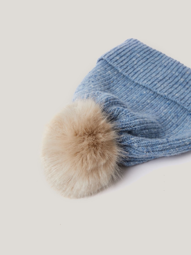 Jigsaw Blue Donegal Lambswool Pom Hat - Image 2 of 5