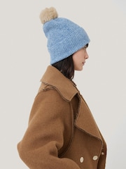 Jigsaw Blue Donegal Lambswool Pom Hat - Image 3 of 5