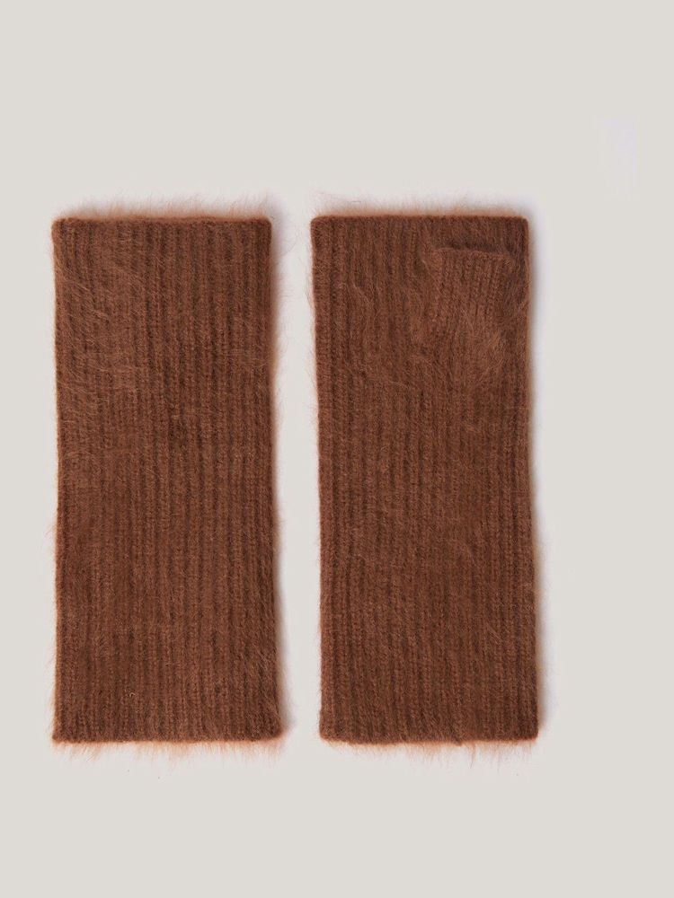Jigsaw Orange Halo Cashmere Winter Mittens - Image 1 of 4