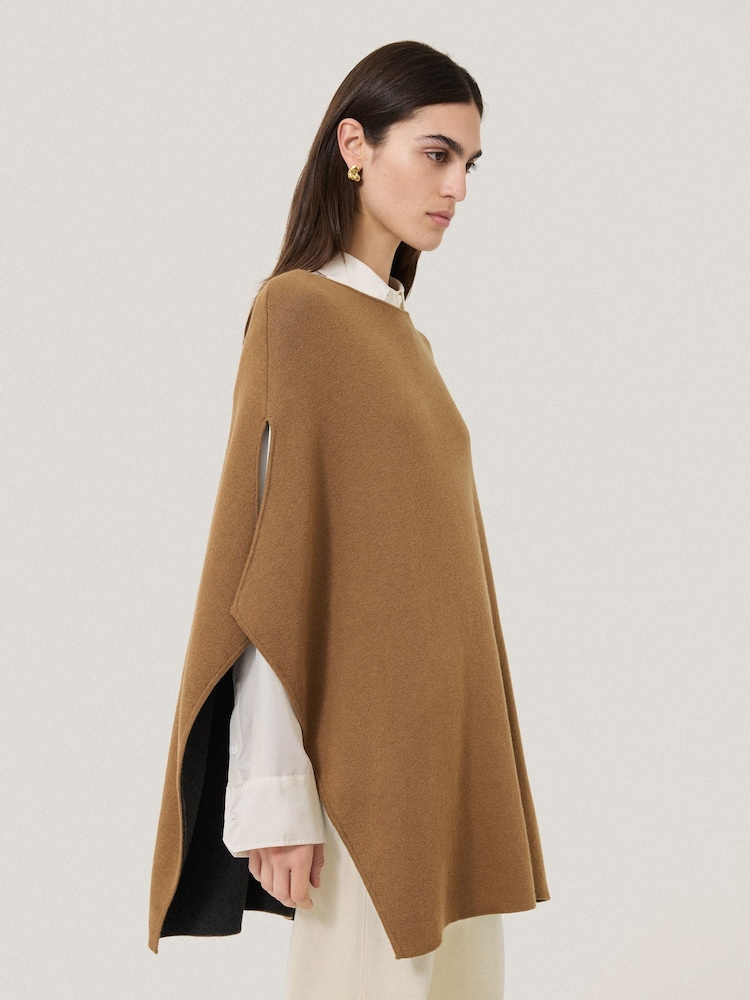 Jigsaw Brown Double Face Knit Poncho - Image 1 of 7