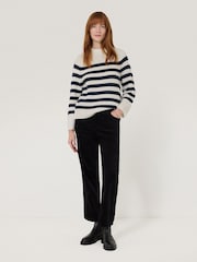 Jigsaw Blue Cotton Blend Stripe Jumper - Image 3 of 7