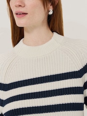 Jigsaw Blue Cotton Blend Stripe Jumper - Image 4 of 7