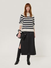 Jigsaw Blue Cotton Blend Stripe Jumper - Image 6 of 7