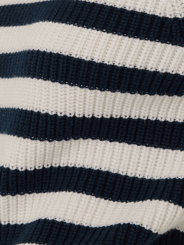 Jigsaw Blue Cotton Blend Stripe Jumper - Image 7 of 7