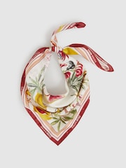 Reiss White Leila NYBG Silk Floral-Print Scarf - Image 1 of 7
