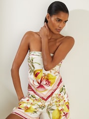 Reiss White Leila NYBG Silk Floral-Print Scarf - Image 2 of 7