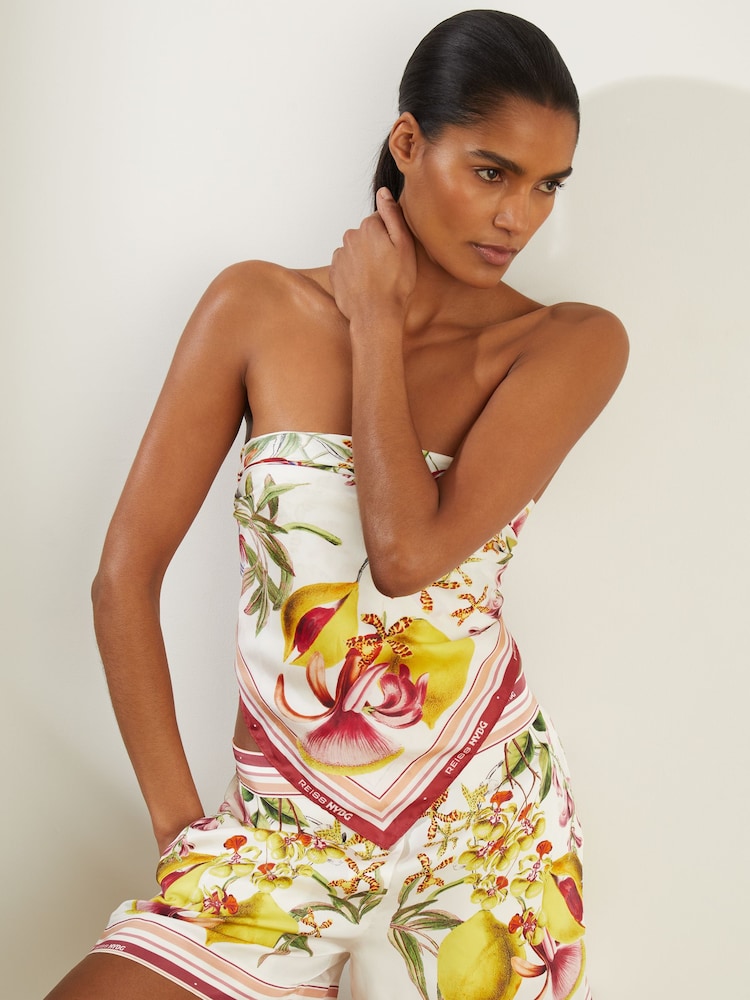 Reiss White Leila NYBG Silk Floral-Print Scarf - Image 2 of 7