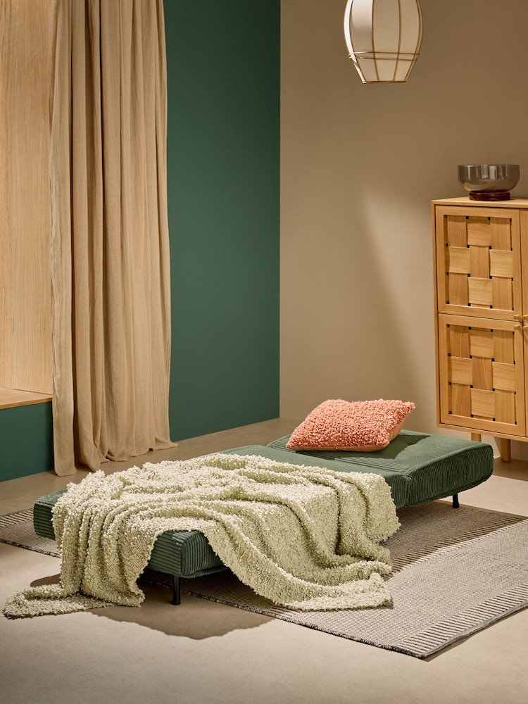 MADE.COM Olive Green Corduroy Haru Single 1 Seater Sofa Bed - Image 2 of 6