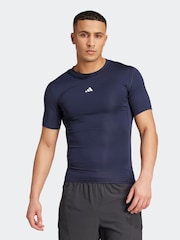 adidas Blue TECHFIT Compression Training T-Shirt - Image 1 of 6