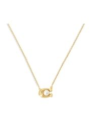 COACH Gold Tone Pearl Signature Pendant Necklace - Image 2 of 4