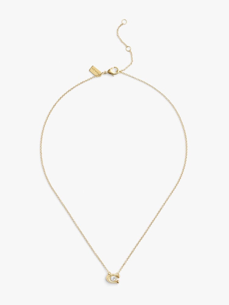 COACH Gold Tone Signature C Stone Pendant Necklace - Image 1 of 2