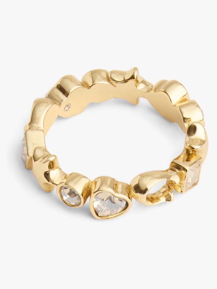 COACH Gold Tone Star Heart Mix Band Ring - Image 3 of 3 COACH Gold Tone Star Heart Mix Band Ring - Image 3 of 3