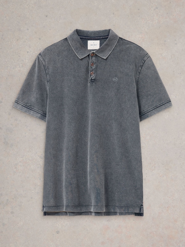 White Stuff Black Utility 100% Cotton Polo Shirt - Image 5 of 5