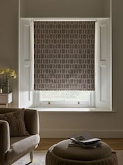 Mink Natural Geometric Print Ready Made Blackout Roller Blind - Image 2 of 6