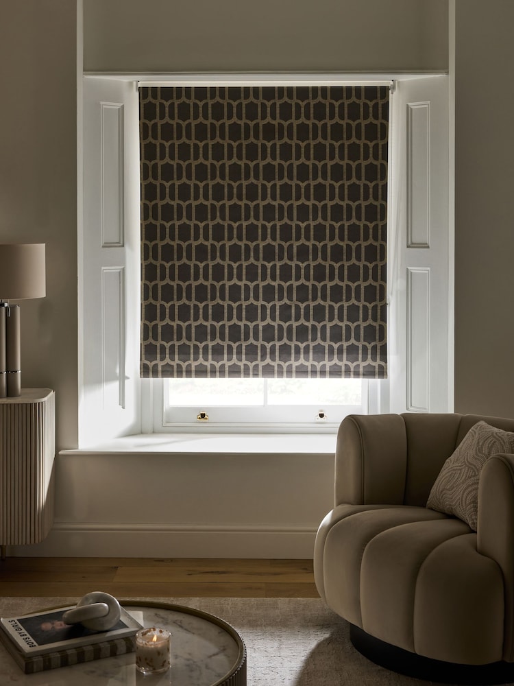 Bronze Geometric Print Ready Made Blackout Roller Blind - Image 2 of 6