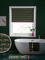 Green Ready Made Blackout Bathroom Roller Cheetah Print Blinds - Image 1 of 4