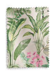 Green/Pink Ready Made Blackout Bathroom Roller Tropical Leaf Print Blinds - Image 6 of 6