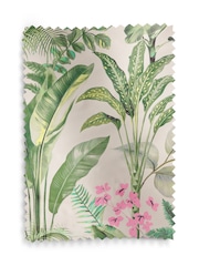 Green/Pink Ready Made Blackout Bathroom Roller Tropical Leaf Print Blinds - Image 8 of 8