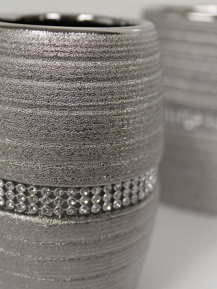 Showerdrape Silver Pzazz Diamante Bathroom Sink Tumbler - Image 2 of 2 Showerdrape Silver Pzazz Diamante Bathroom Sink Tumbler - Image 2 of 2