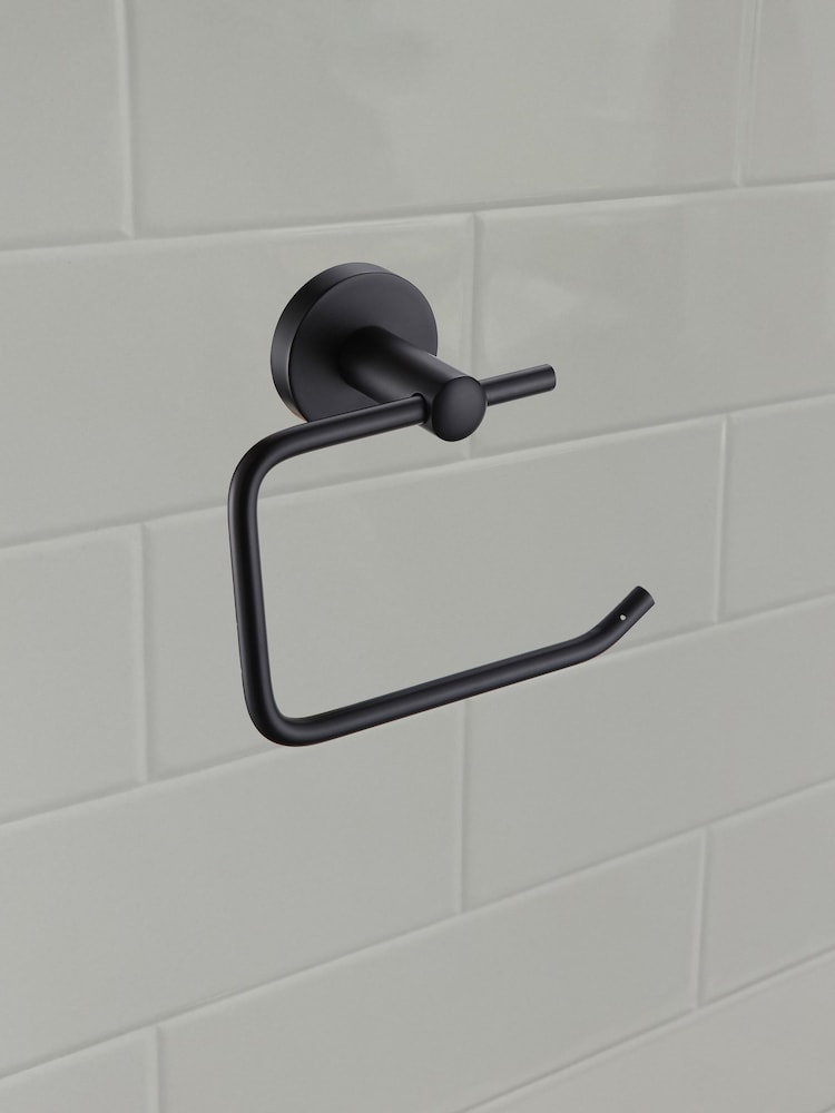 Showerdrape Set of 4 Black Modernity Robe Hook Toilet Roll Ring - Image 2 of 5
