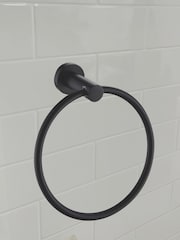 Showerdrape Set of 4 Black Modernity Robe Hook Toilet Roll Ring - Image 3 of 5