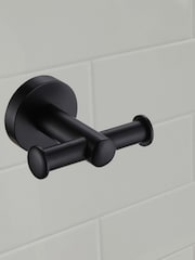 Showerdrape Set of 4 Black Modernity Robe Hook Toilet Roll Ring - Image 4 of 5