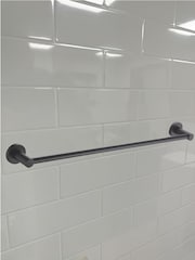 Showerdrape Set of 4 Black Modernity Robe Hook Toilet Roll Ring - Image 5 of 5