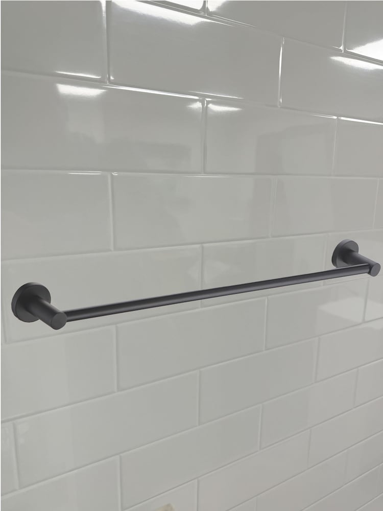 Showerdrape Set of 4 Black Modernity Robe Hook Toilet Roll Ring - Image 5 of 5