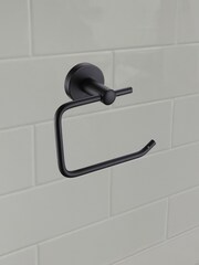 Showerdrape Set of 3 Black Modernity Robe Hook Toilet Roll Holder Ring - Image 2 of 4