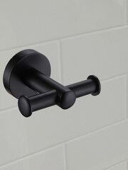Showerdrape Set of 3 Black Modernity Robe Hook Toilet Roll Holder Ring - Image 4 of 4