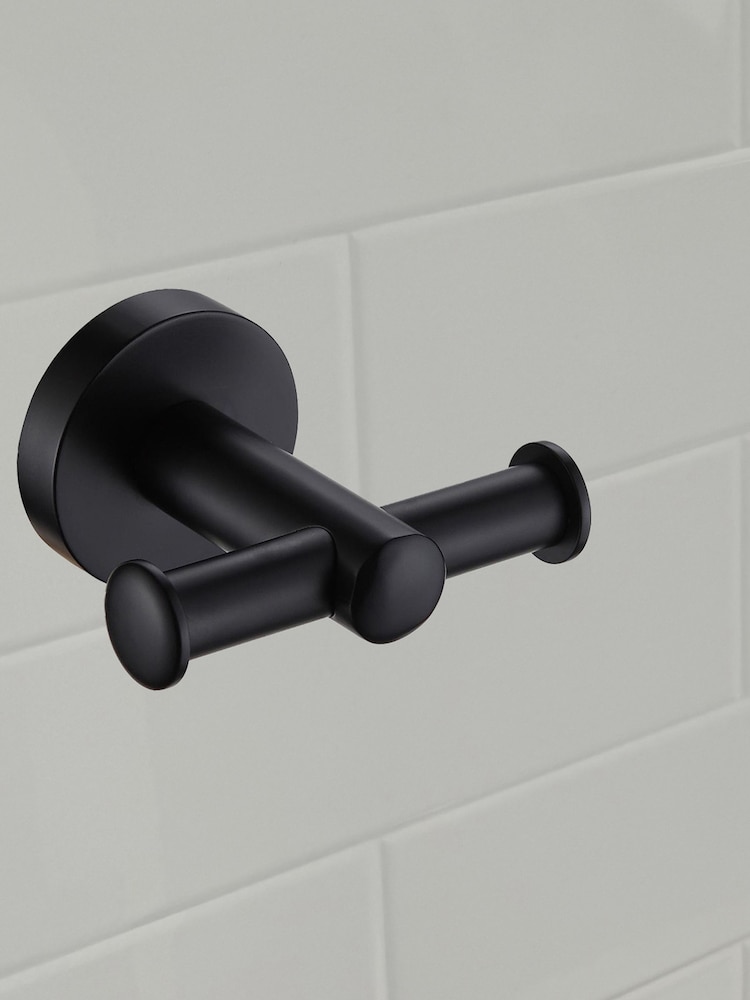 Showerdrape Set of 3 Black Modernity Robe Hook Toilet Roll Holder Ring - Image 4 of 4