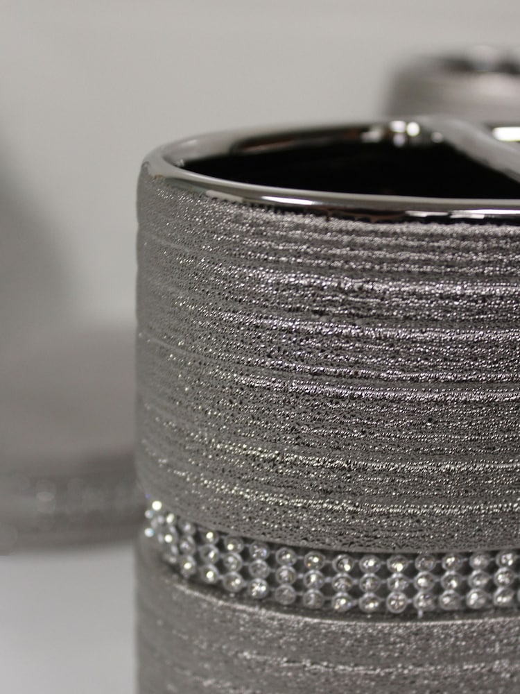 Showerdrape Silver Pzazz Diamante Bathroom Sink Toothbrush Holder - Image 2 of 3