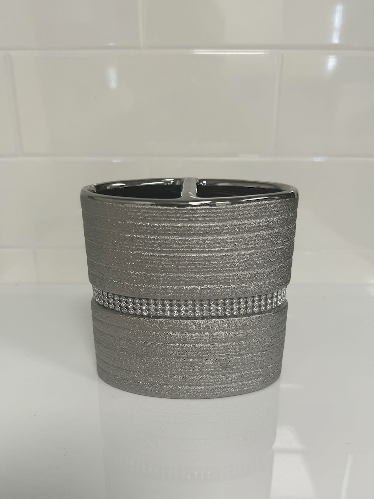 Showerdrape Silver Pzazz Diamante Bathroom Sink Toothbrush Holder - Image 3 of 3