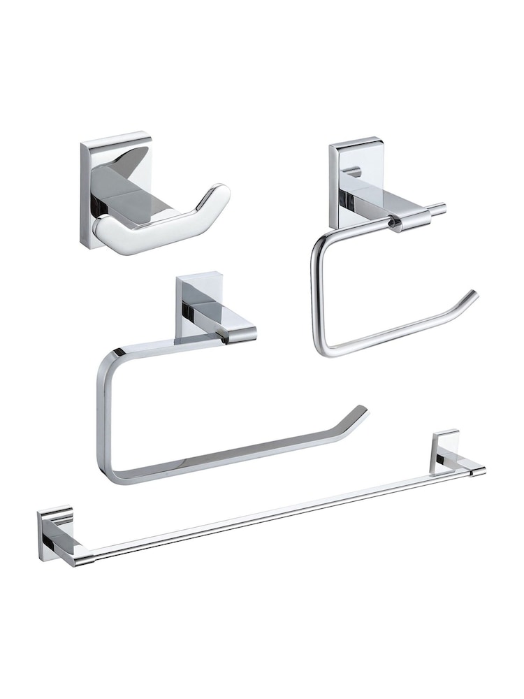 Showerdrape Set of 4 Unity Robe Hook Toilet Roll Holder Towel Ring - Imagem 1 de 5