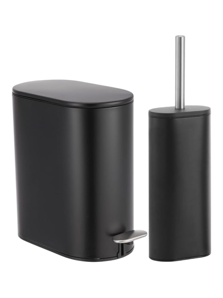 Showerdrape Black Fortuna 5L Soft Close Bathroom Pedal Bin and Toile Set - Image 5 of 5 Showerdrape Black Fortuna 5L Soft Close Bathroom Pedal Bin and Toile Set - Image 5 of 5