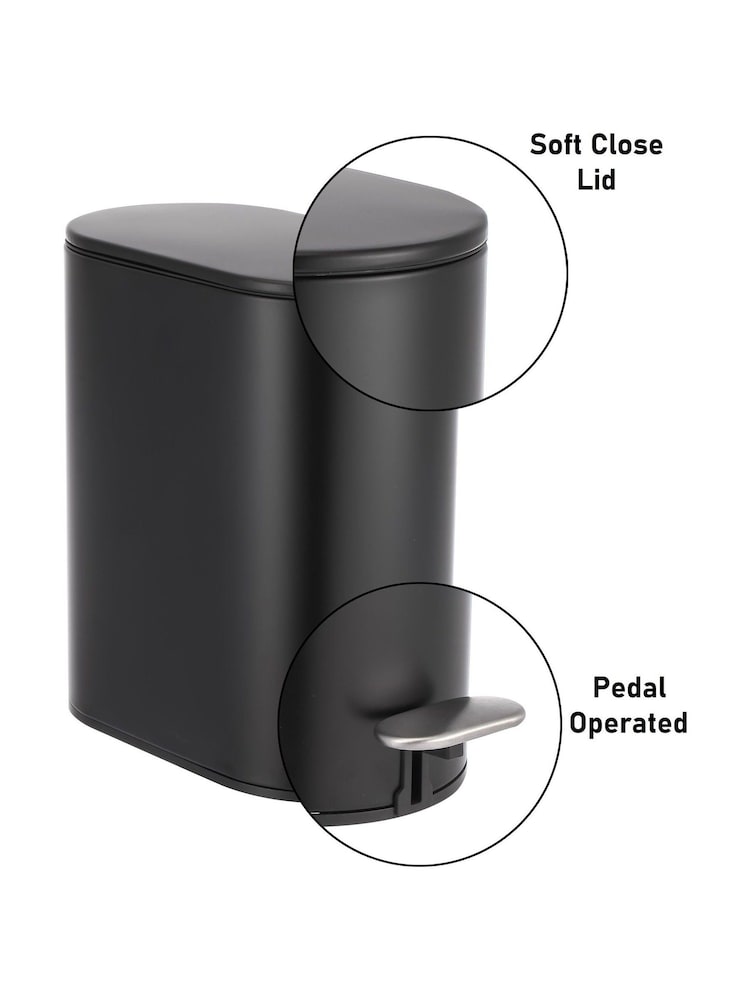 Showerdrape Black Fortuna 5L Soft Close Bathroom Pedal Bin and Toile Set - Image 6 of 6