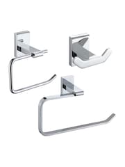Showerdrape Set of 3 Silver Unity Robe Hook Toilet Roll Holder and T Ring - Image 1 of 4