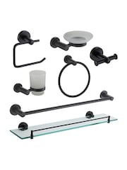Showerdrape Black Modernity Wall Mounted Bathroom Accessory Complete 7 - Image 1 of 6