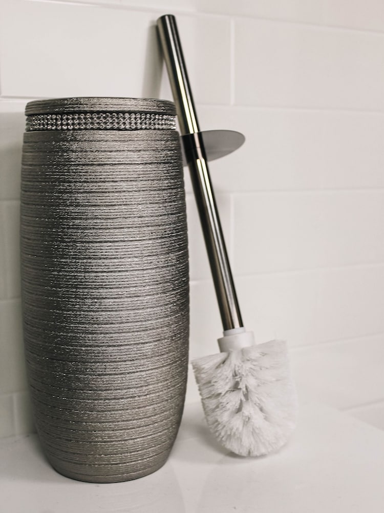 Showerdrape Silver Pzazz Diamante Toilet Brush and Holder - Image 2 of 3