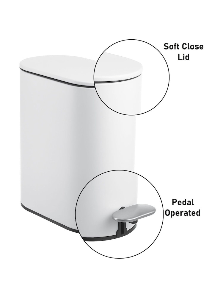 Showerdrape White Fortuna 5L Soft Close Bathroom Pedal Bin - Image 3 of 3