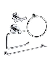 Showerdrape Set of 4 Silver Modernity Robe Hook Toilet Roll Ring - Image 1 of 2