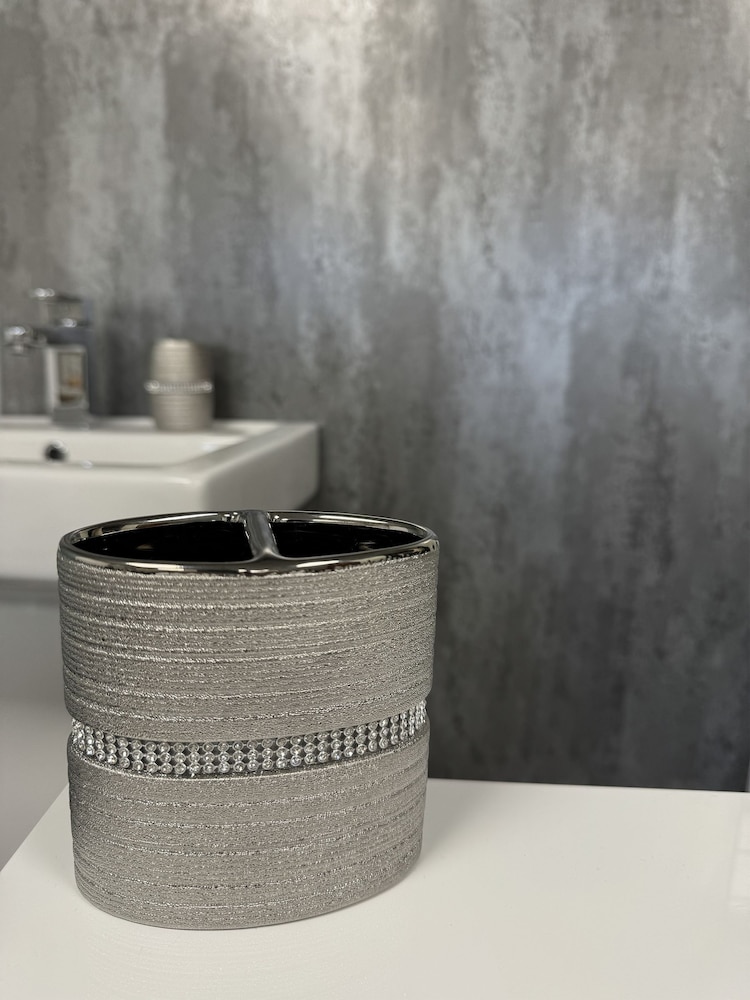 Showerdrape 5 Piece Silver Pzazz Bathroom Accessories Set - Image 6 of 6