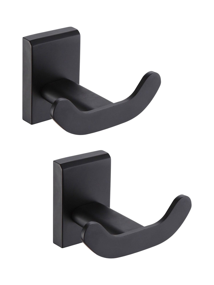 Showerdrape Set of 2 Black Unity Wall Mounted Robe Hooks - Image 4 of 4