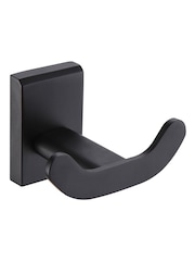 Showerdrape Set of 3 Black Unity Robe Hook Toilet Roll Holder and T Ring - Image 2 of 4