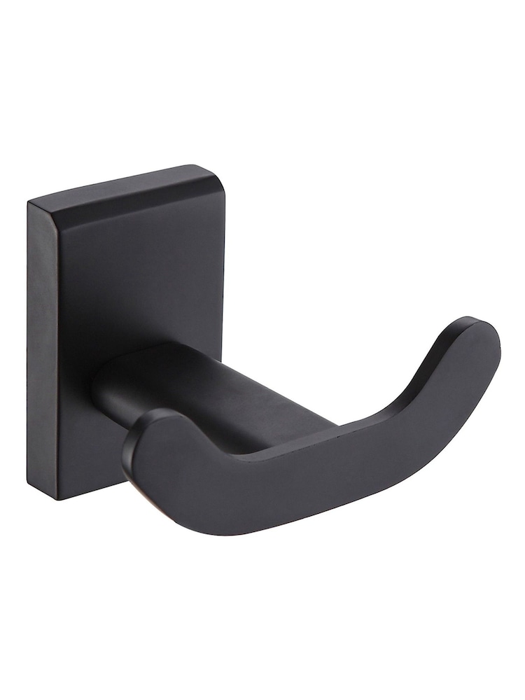Showerdrape Set of 3 Black Unity Robe Hook Toilet Roll Holder and T Ring - Image 2 of 4